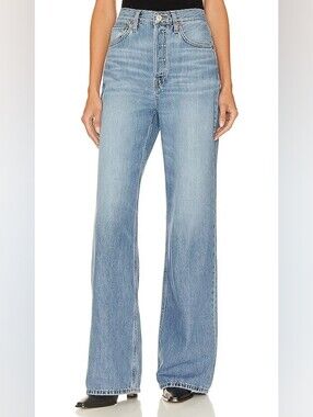 RE/DONE Women's 70s Ultra High Rise Wide Leg Jeans Sunfaded Flow Wash size 32